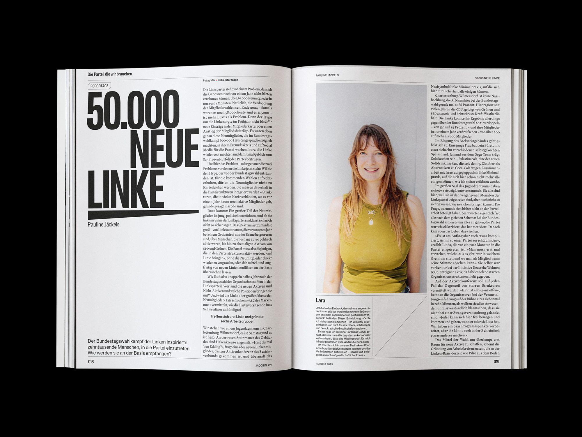 Doppelseite der JACOBIN Ausgabe #22 »Die Partei, die wir brauchen«