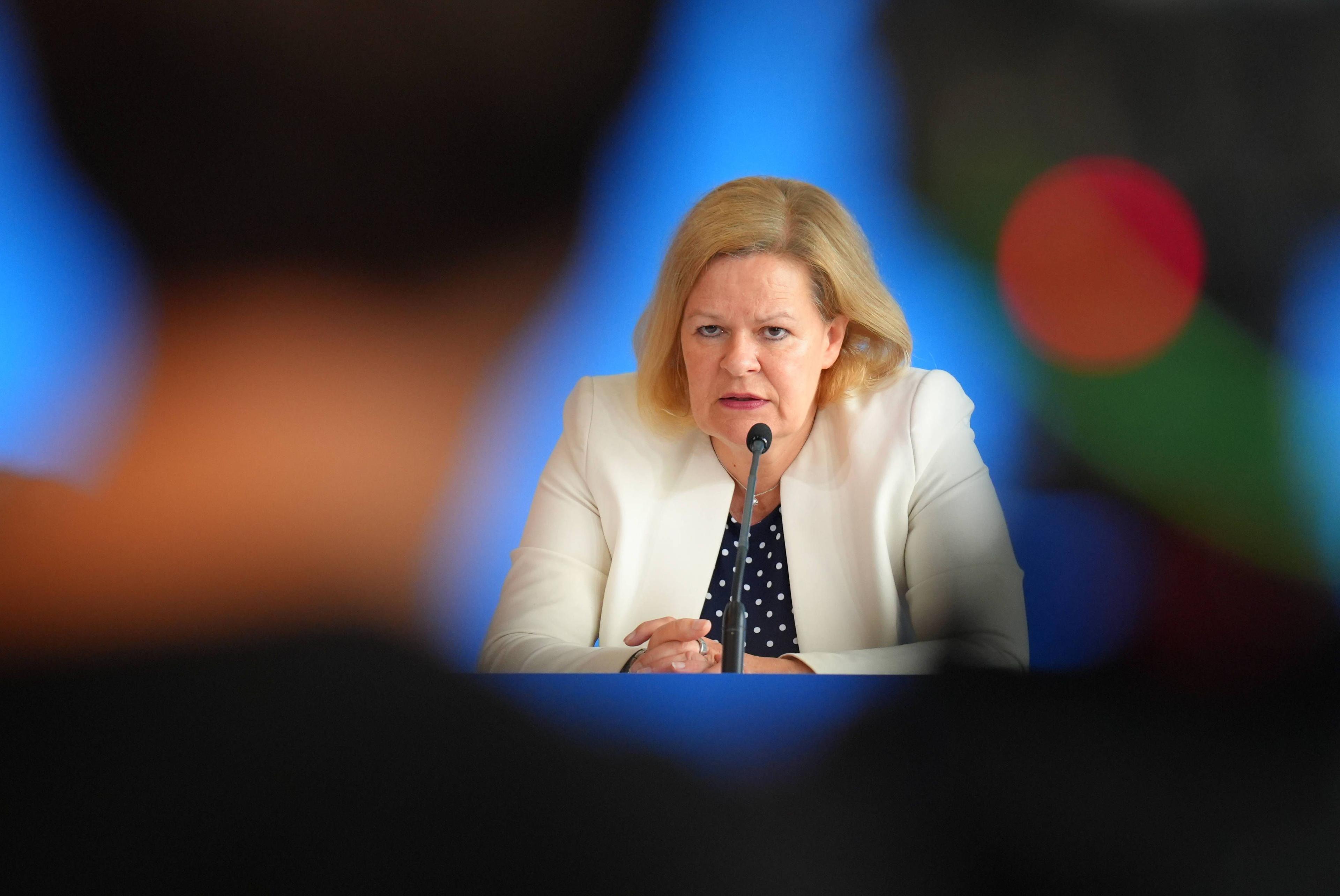 Bundesinnenministerin Nancy Faeser beim Pressestatement zur Gesetzesänderung zu Ausweisungen in Berlin, 26.Juni 2024.