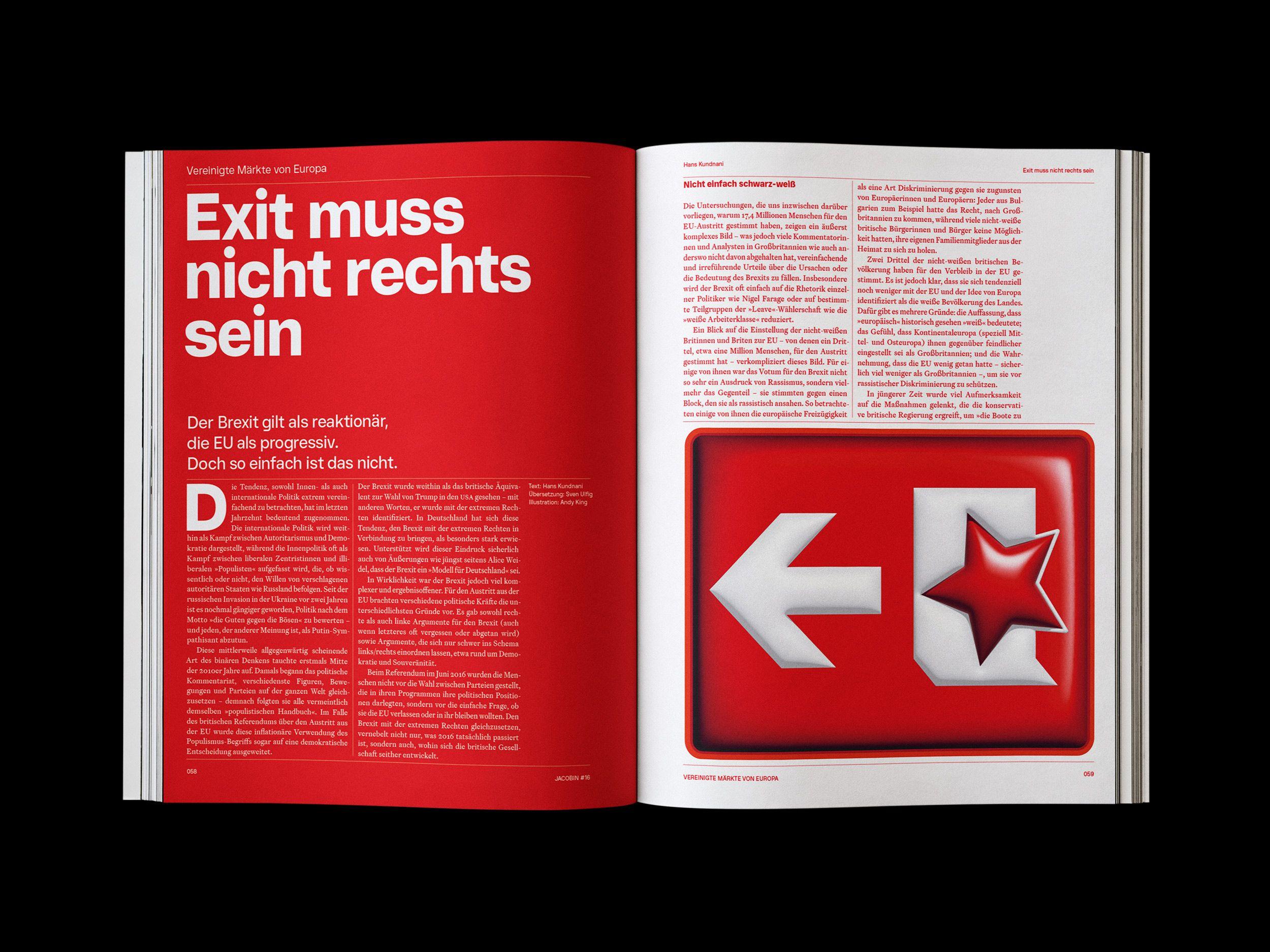 Doppelseite der JACOBIN Ausgabe #16 »Vereinigte Märkte von Europa«