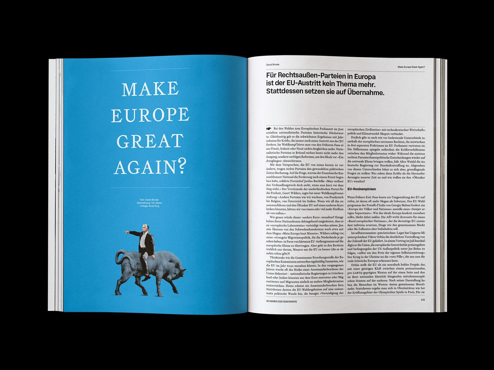 Doppelseite der JACOBIN Ausgabe #18 »Im Namen der Demokratie«