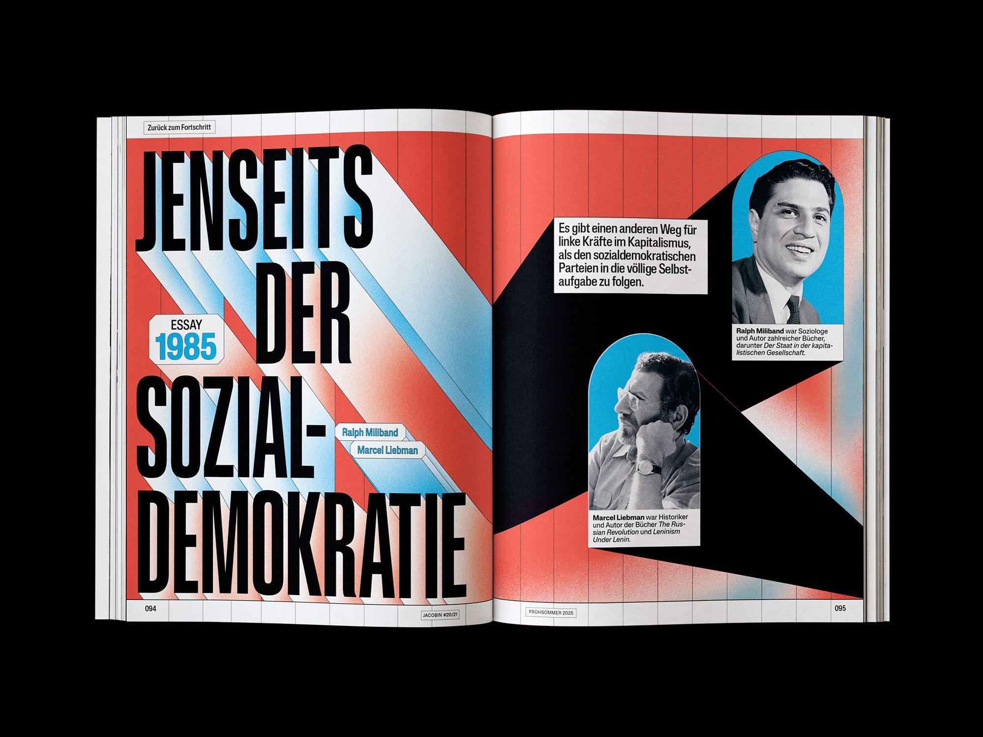 Doppelseite der JACOBIN Ausgabe #20 »Zurück zum Fortschritt«