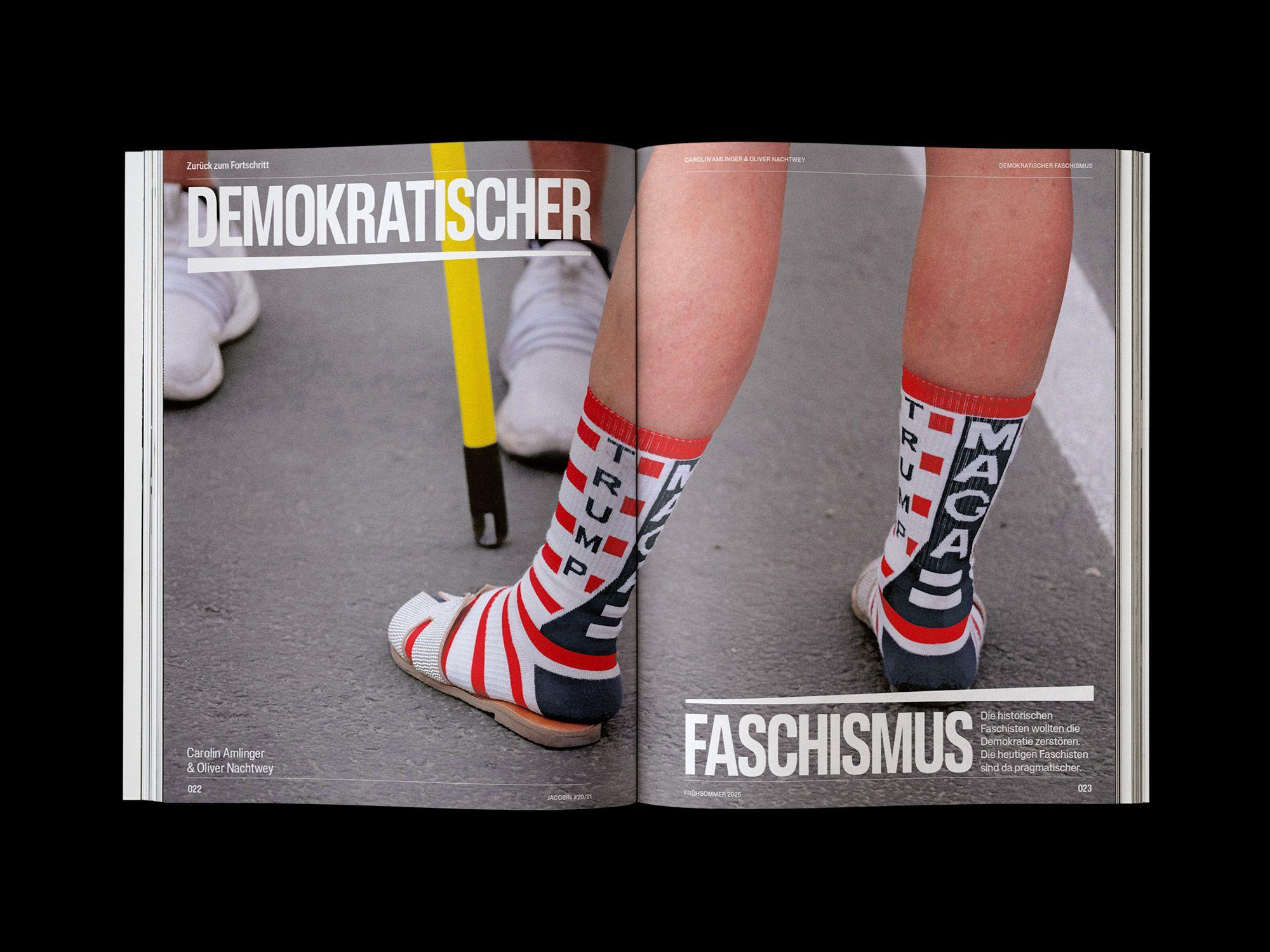 Doppelseite der JACOBIN Ausgabe #20 »Zurück zum Fortschritt«