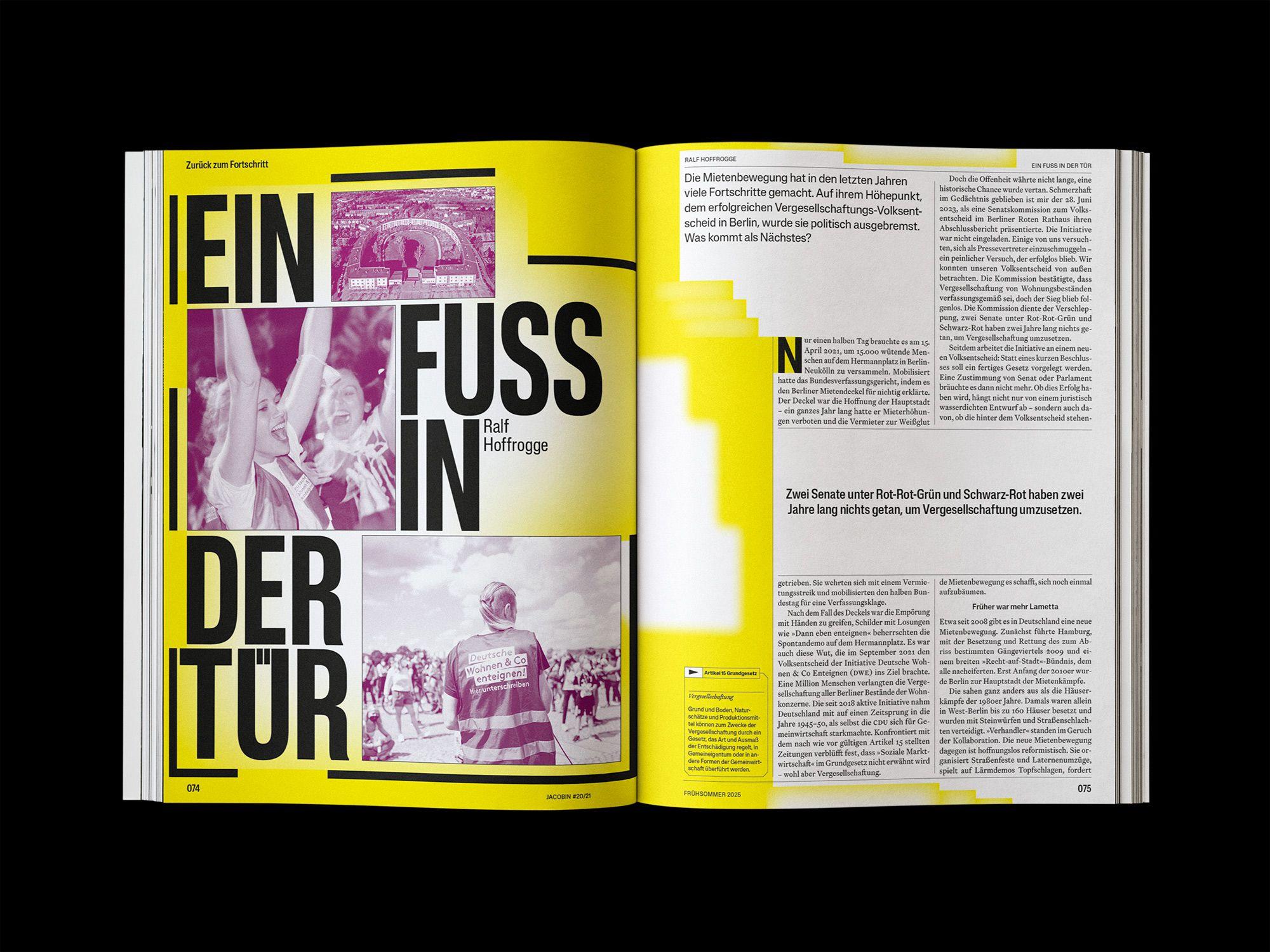 Doppelseite der JACOBIN Ausgabe #20 »Zurück zum Fortschritt«