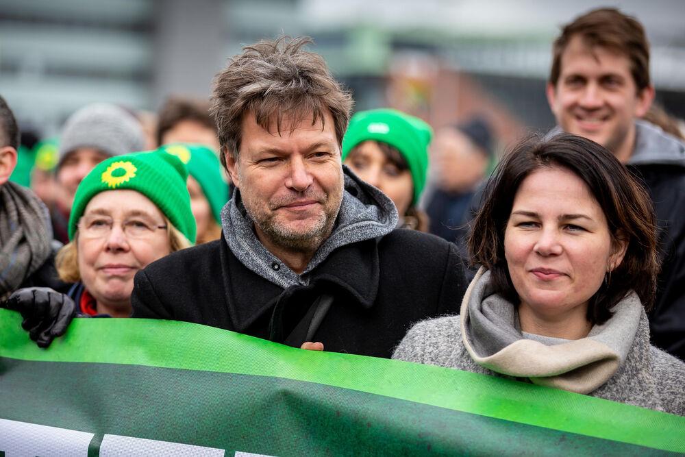 Robert Habeck und Annalena Baerbock bei einer Demonstration der Fridays for Future, 21. Februar 2020.