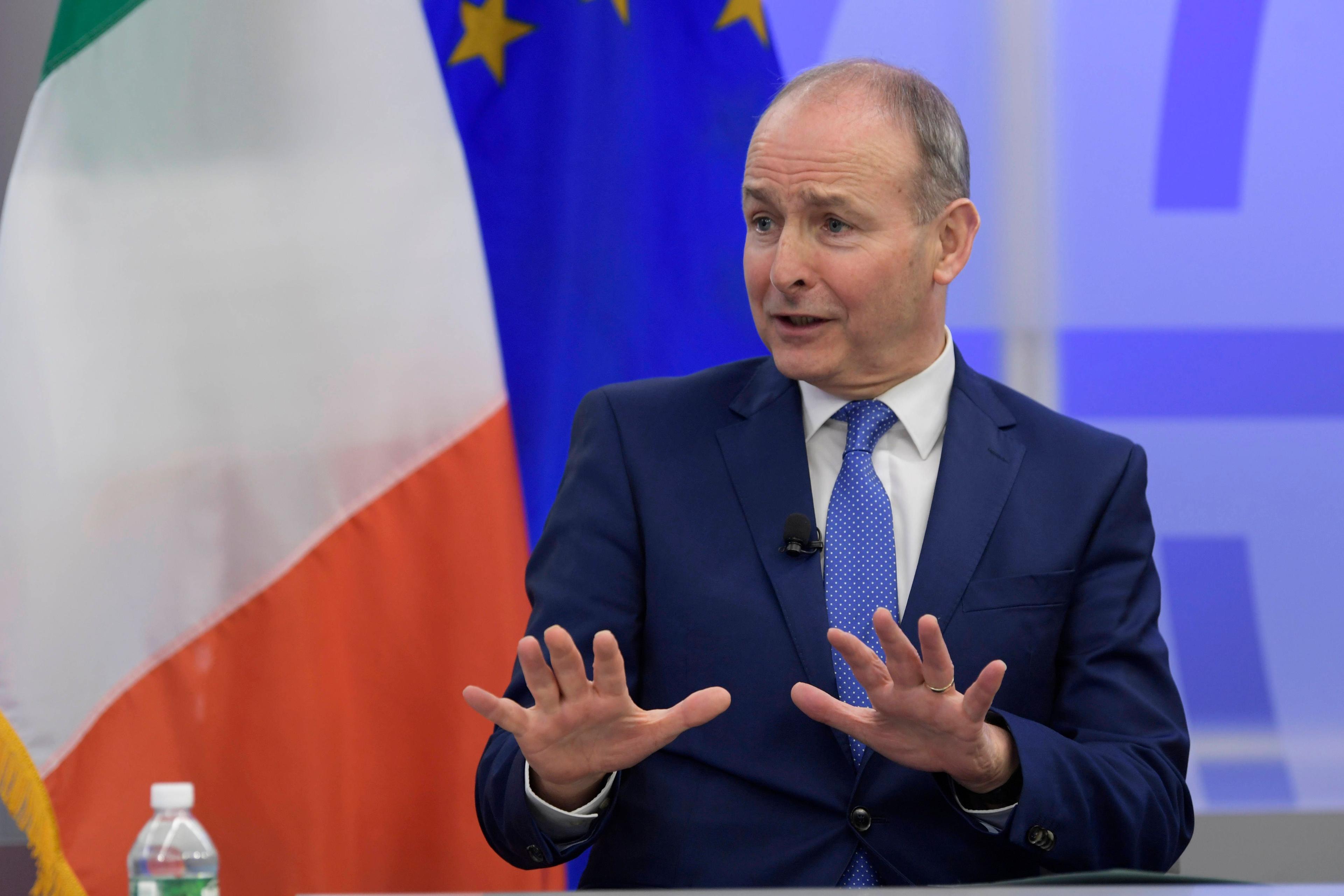 Irlands Außen- und Verteidigungsminister Micheál Martin spricht beim Atlantic Council in Washington DC, am 08. Februar 2023.
