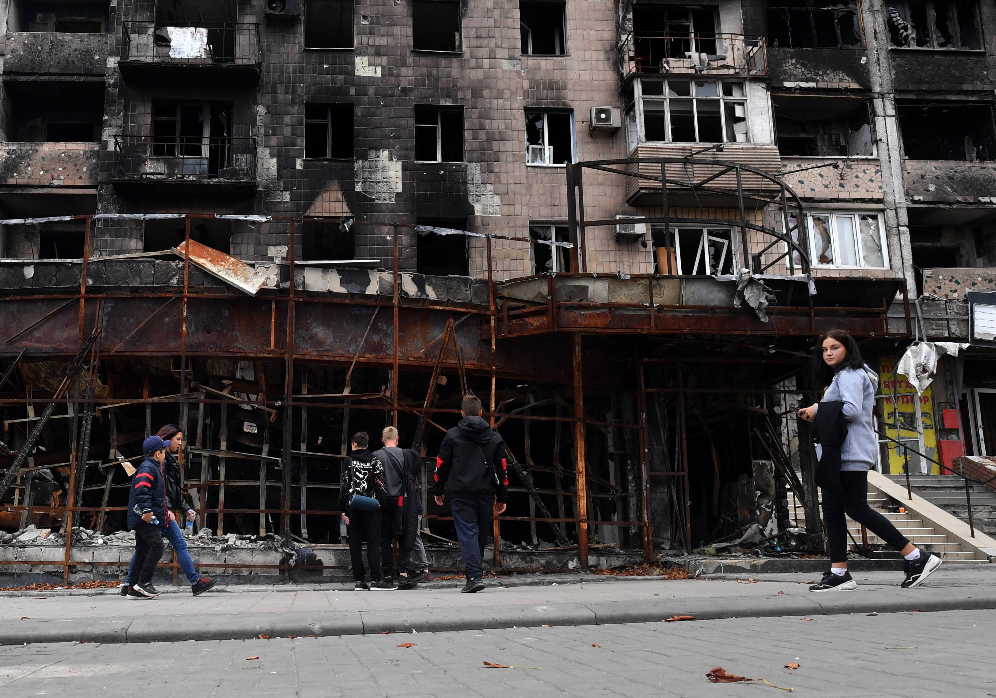 Zerstörtes Wohnhaus in Mariupol, 26. Septmeber 2022.