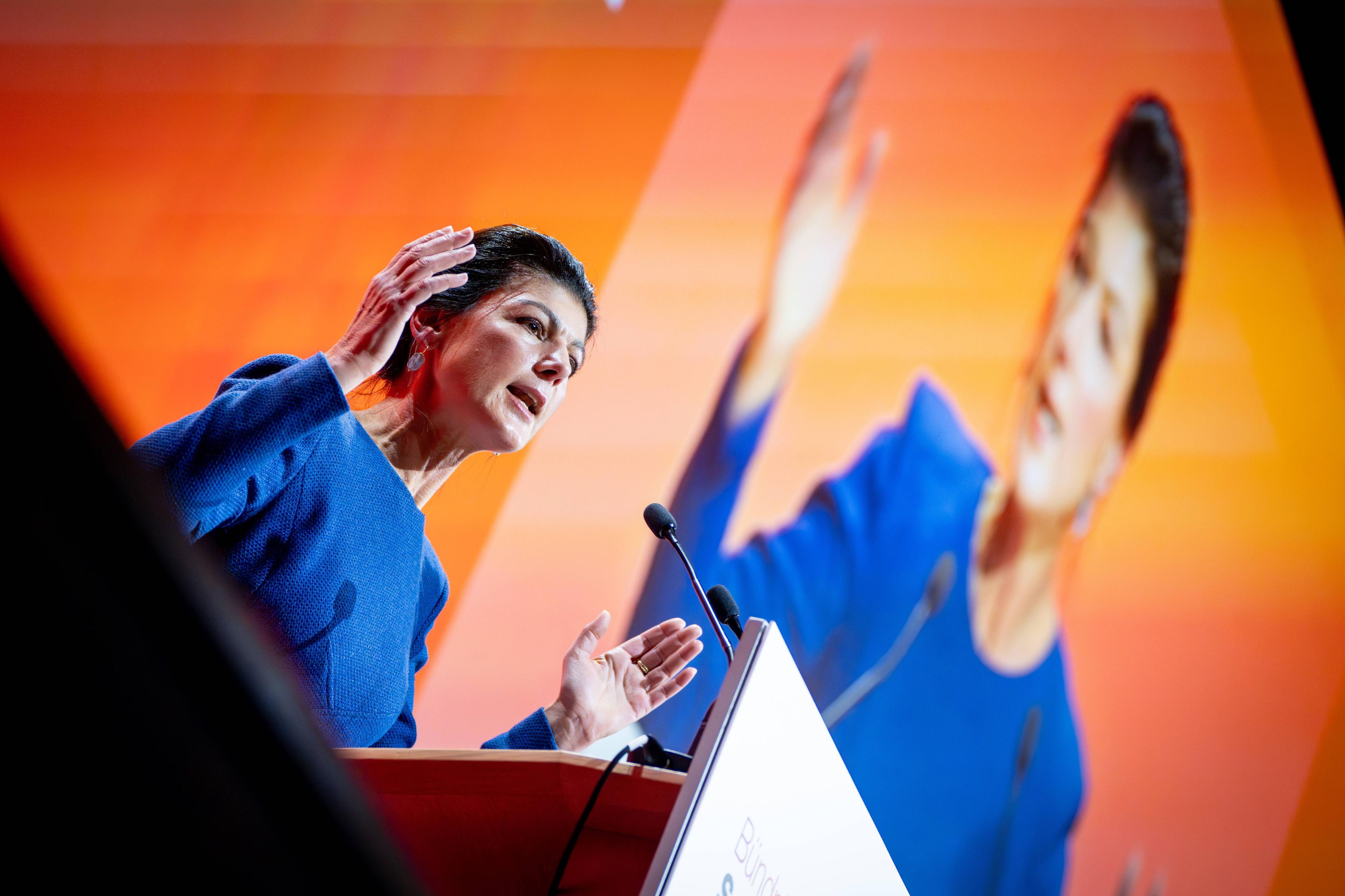 Parteichefin und Namensgeberin der Partei Sahra Wagenknecht  beim Bundesparteitage des BSW, 12. Januar 2025.