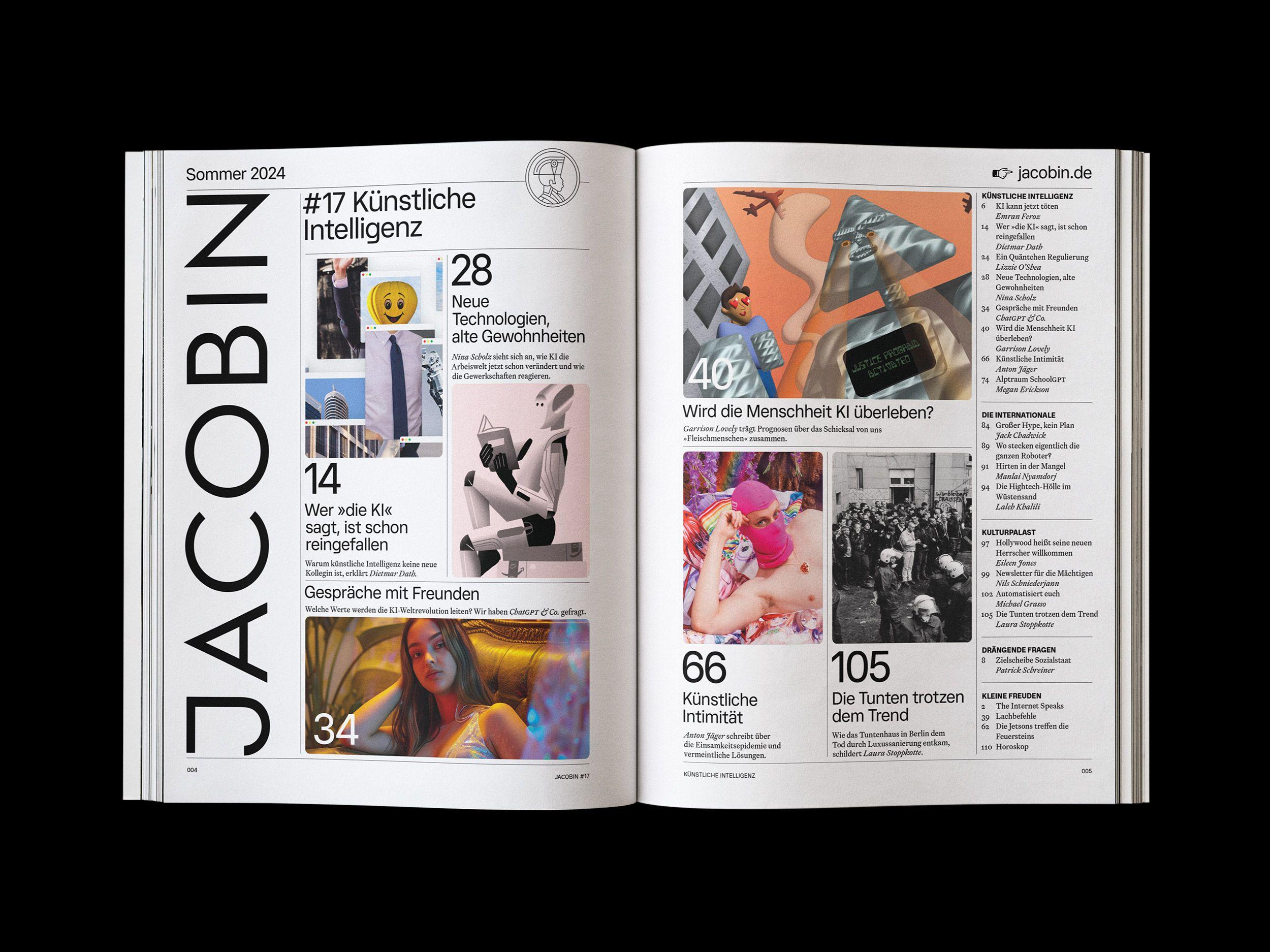 Doppelseite der JACOBIN Ausgabe #17 »Künstliche Intelligenz«