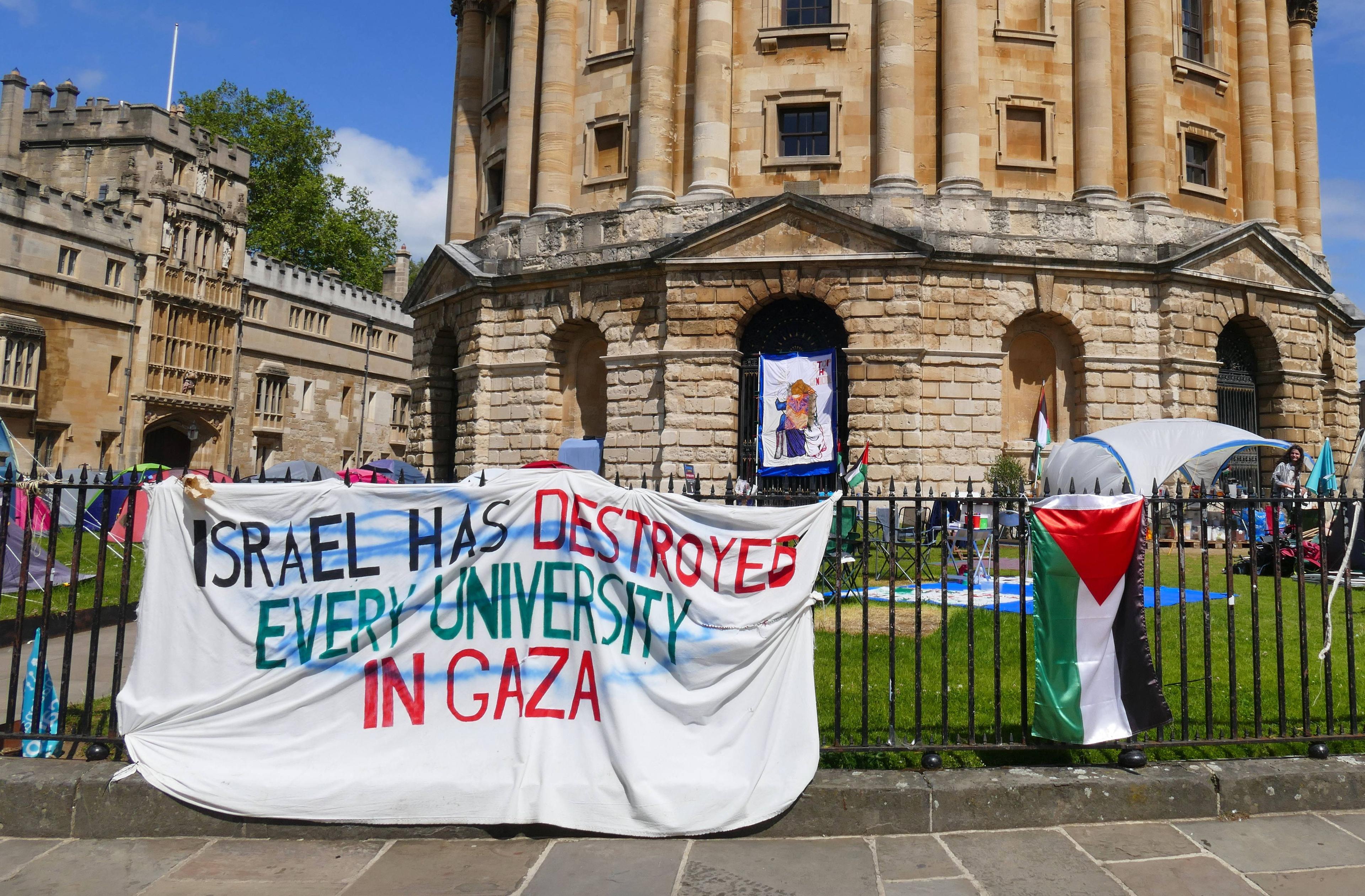 Ein Palästina-Solidaritätscamp an der Universität Oxford, Aufnahme vom 18. Juni 2024.