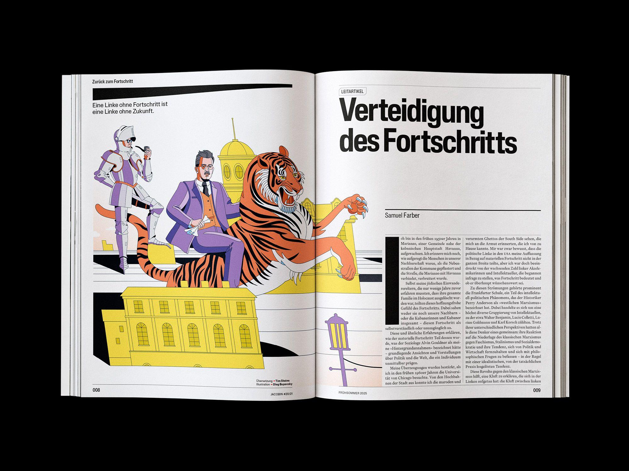 Doppelseite der JACOBIN Ausgabe #20 »Zurück zum Fortschritt«
