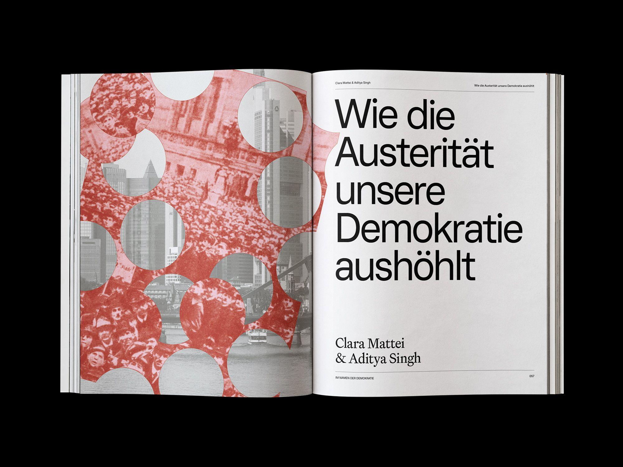 Doppelseite der JACOBIN Ausgabe #18 »Im Namen der Demokratie«