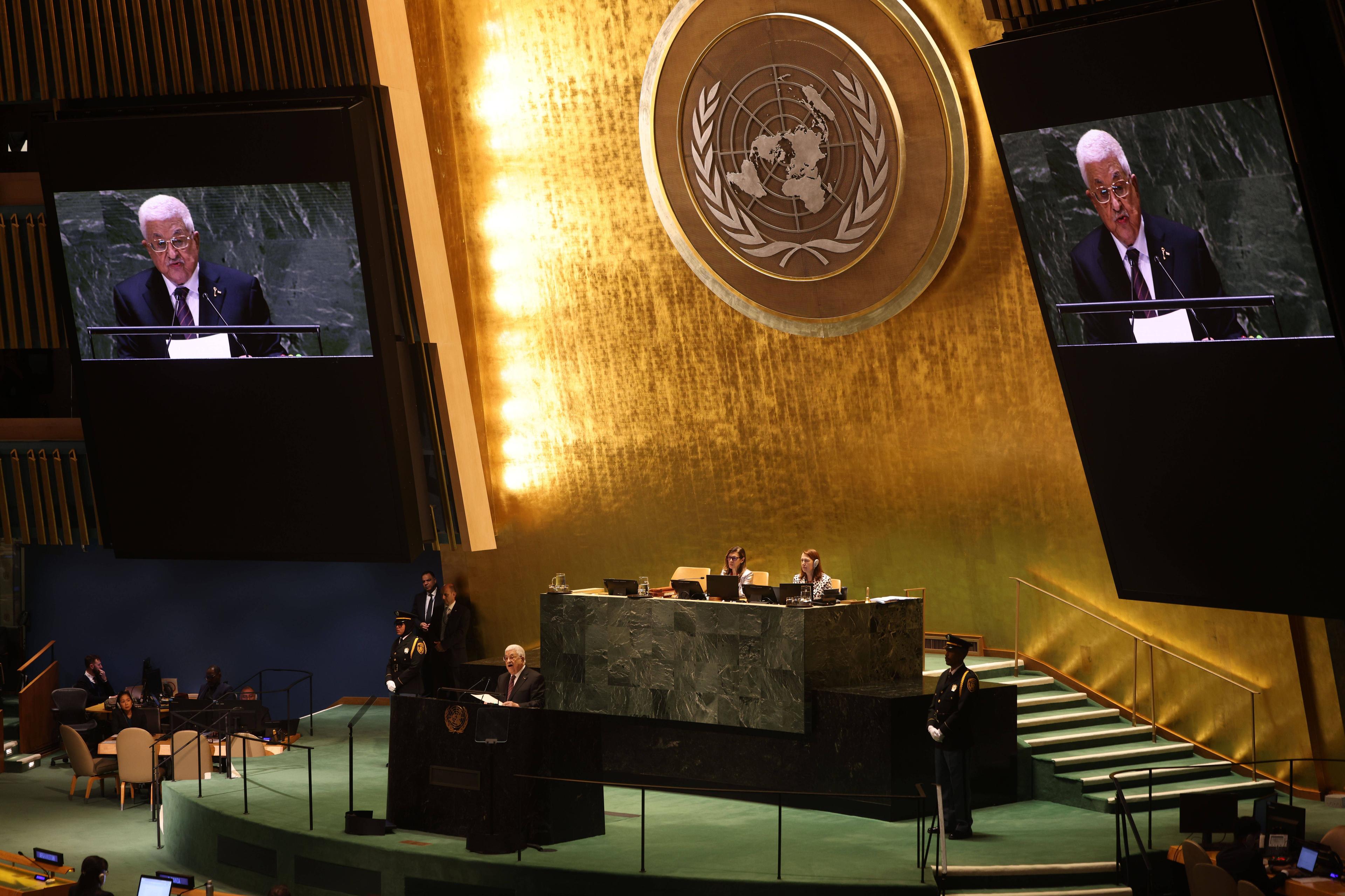 Mahmoud Abbas, Präsident der Palästinensischen Autonomiebehörde, bei der 79. UN-Generalversammlung im September 2024.