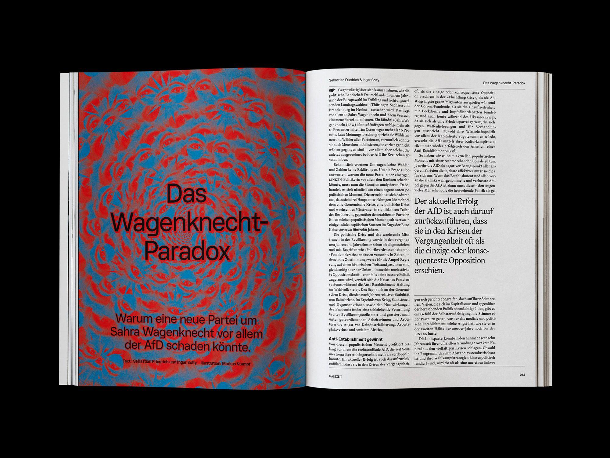Doppelseite der JACOBIN Ausgabe #15 »Halbzeit«